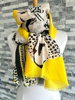 Load image into Gallery viewer, lusciousscarves Ladies Yellow Tiger and Leopard Print Scarf.
