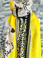 Load image into Gallery viewer, lusciousscarves Ladies Yellow Tiger and Leopard Print Scarf.
