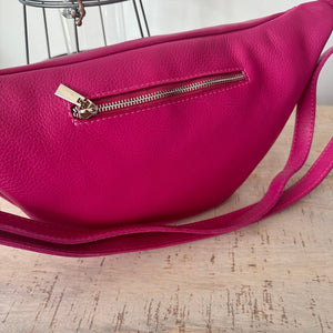 lusciousscarves Large Hot Pink Italian Leather Sling - Chest Bag