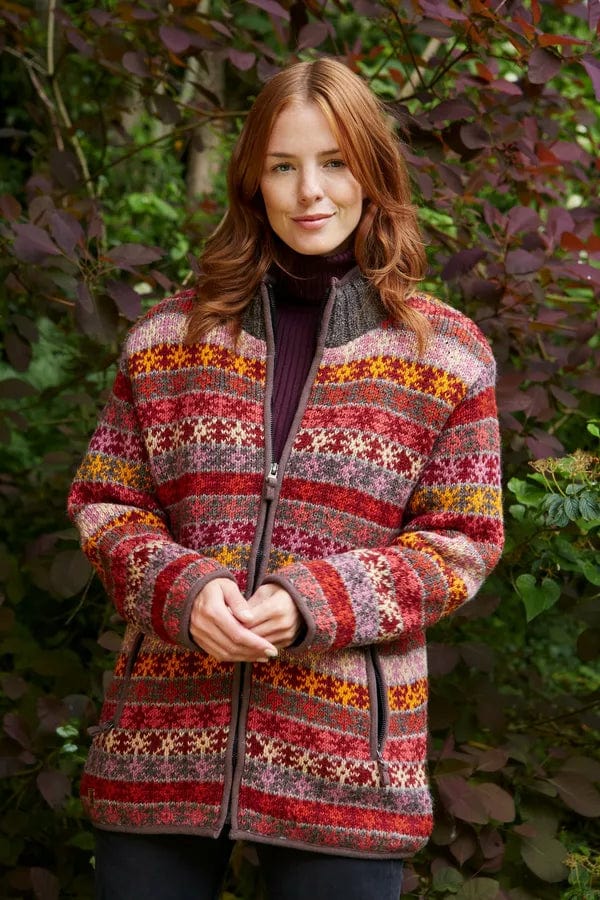 lusciousscarves Large Pachamama Tintagel Zip Jacket Womens, Hand Knitted , Fair Trade