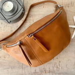 Load image into Gallery viewer, lusciousscarves Large Tan Italian Leather Sling-Chest Bag
