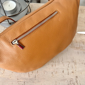 lusciousscarves Large Tan Italian Leather Sling-Chest Bag