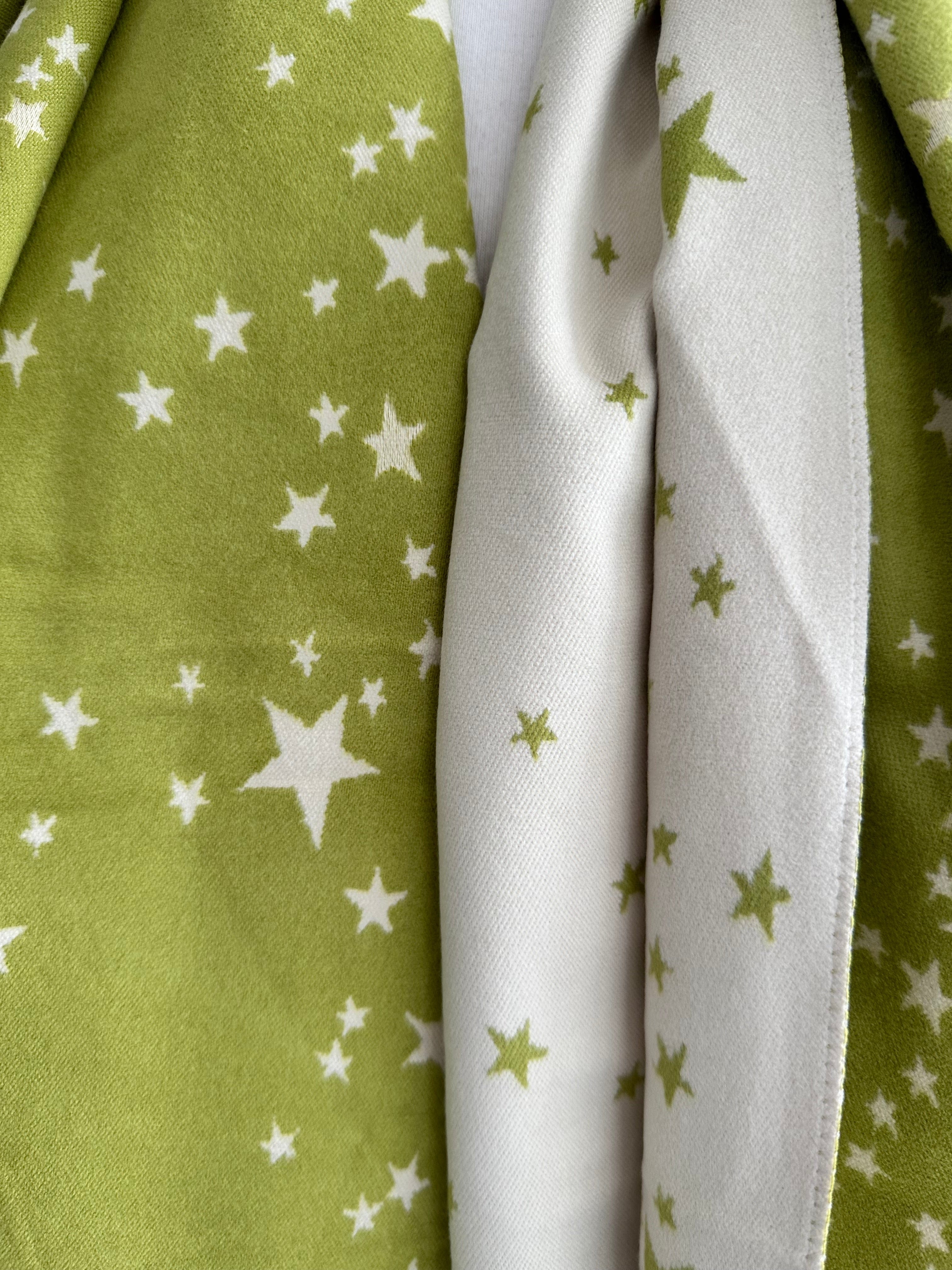 lusciousscarves Lime Green and Cream Reversible Stars Scarf / Wrap