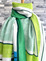 Load image into Gallery viewer, lusciousscarves Lime Green and Jade Bright Birders Scarf.

