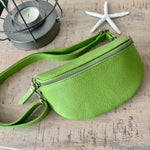 Load image into Gallery viewer, lusciousscarves Lime Green Italian Leather Bum Bag

