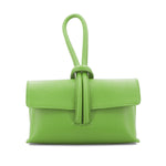 Load image into Gallery viewer, lusciousscarves Lime Green Italian Leather Clutch Bag, Evening Bag with a Loop Handle
