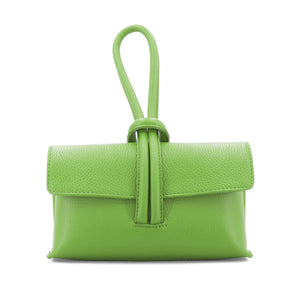 lusciousscarves Lime Green Italian Leather Clutch Bag, Evening Bag with a Loop Handle
