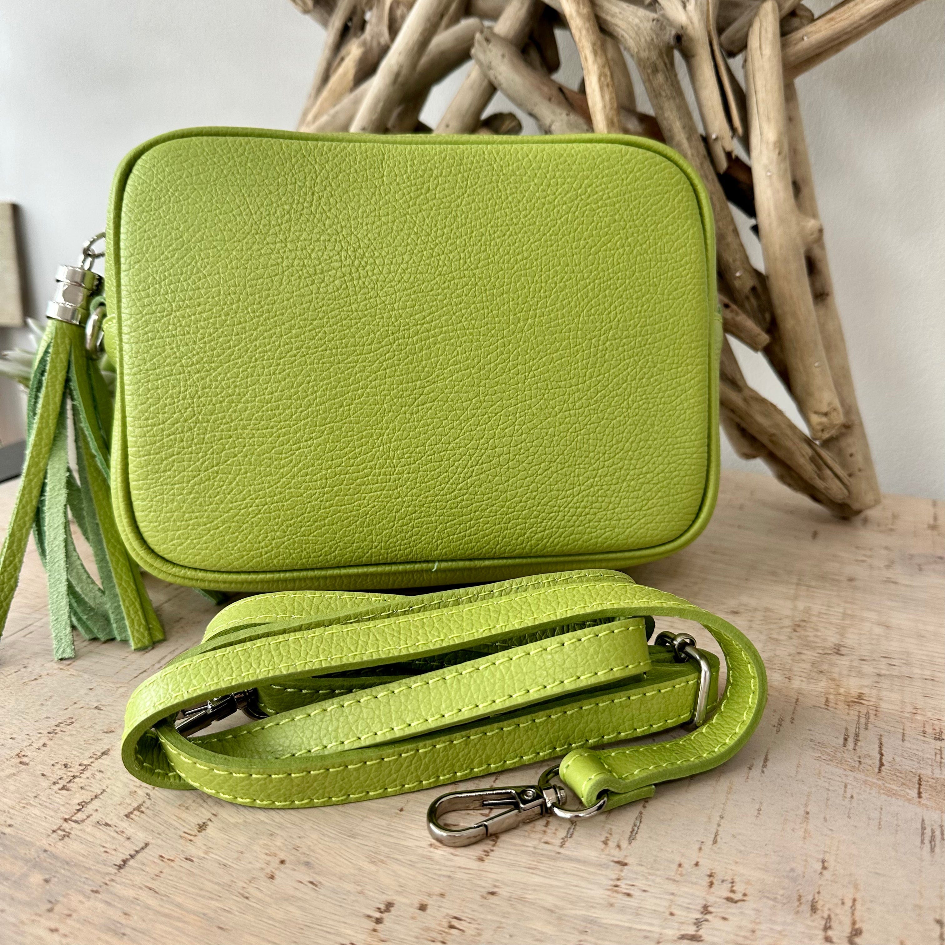 Lime Green Italian Leather Exclusive Camera Bag. lusciousscarves
