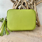 Load image into Gallery viewer, lusciousscarves Lime Green Italian Leather Exclusive Camera Bag.
