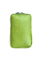 Load image into Gallery viewer, lusciousscarves Lime Green Italian Leather Phone Pouch Crossbody Bag , Available in 20 Colours
