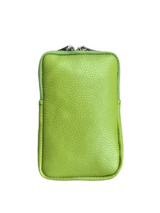lusciousscarves Lime Green Italian Leather Phone Pouch Crossbody Bag , Available in 20 Colours