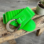 Load image into Gallery viewer, lusciousscarves Lime Green Ladies Faux Leather Stretchy Waist Belt with Chrome Loop and Hook.
