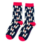 Load image into Gallery viewer, lusciousscarves Llamas Bamboo Socks Ladies Miss Sparrow Navy
