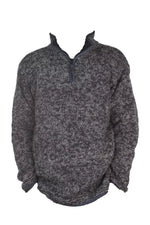 Load image into Gallery viewer, lusciousscarves M/L Pachamama Donegal Half Zip Charcoal, Hand knitted, Fair trade.
