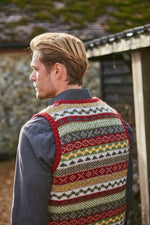 Load image into Gallery viewer, lusciousscarves M/L Pachamama Mens Classic Fairisle Tank Top Rust, Hand Knitted, Fair Trade
