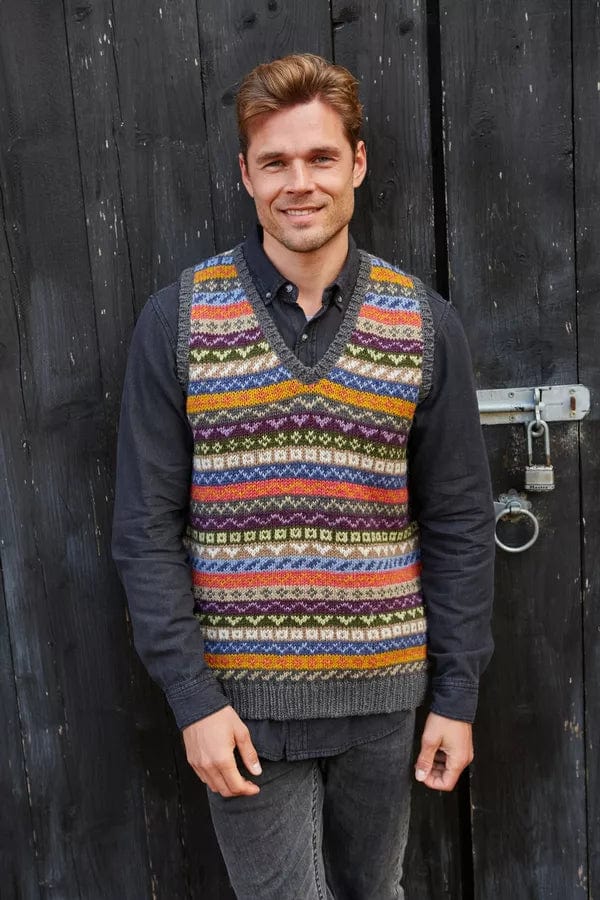 lusciousscarves M/L Pachamama Mens Green Elveden Tank Top, Hand Knitted , Fair Trade
