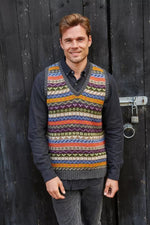 Load image into Gallery viewer, lusciousscarves M/L Pachamama Mens Green Elveden Tank Top, Hand Knitted , Fair Trade
