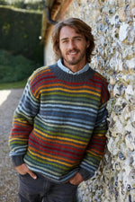 Load image into Gallery viewer, lusciousscarves M/L Pachamama Mens Vancouver Stripey Sweater Jumper, Hand Knitted
