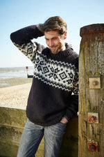 Load image into Gallery viewer, lusciousscarves M/L Pachamama Yukon Sweater Charcoal, Fair Trade, Hand Knitted
