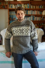 Load image into Gallery viewer, lusciousscarves M/L Pachamama Yukon Sweater Grey , Hand Knitted, Fair Trade
