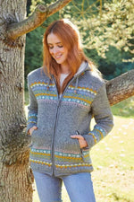 Load image into Gallery viewer, lusciousscarves Medium Pachamama Womens Braemar Hoody, Grey , Hand Knitted, Fair Trade
