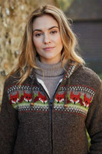 Load image into Gallery viewer, lusciousscarves Medium Pachamama Womens  Fox Hoody Fair Trade, Hand Knitted
