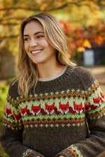 Load image into Gallery viewer, lusciousscarves Medium Pachamama Womens Fox Sweater, Jumper, Hand Knitted, Fair Trade

