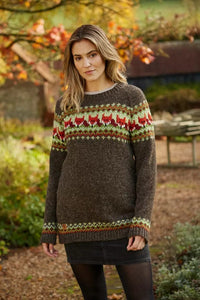 lusciousscarves Medium Pachamama Womens Fox Sweater, Jumper, Hand Knitted, Fair Trade