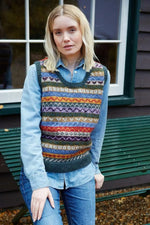 Load image into Gallery viewer, lusciousscarves Medium Pachamama Womens Green Hand Knitted Wool Tank Top
