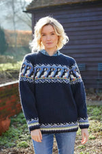 Load image into Gallery viewer, lusciousscarves Medium Pachamama Womens Puffin Sweater, Hand Knitted, Fair Trade
