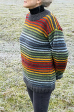 Load image into Gallery viewer, lusciousscarves Medium Pachamama Vancouver Stripey Sweater , Hand Knitted, Fair Trade

