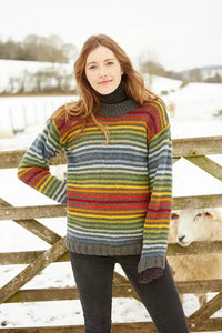 lusciousscarves Medium Pachamama Womens Vancouver Stripey Sweater , Hand Knitted, Fair Trade