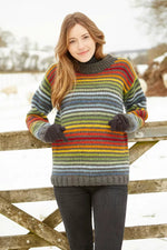 Load image into Gallery viewer, lusciousscarves Medium Pachamama Womens Vancouver Stripey Sweater , Hand Knitted, Fair Trade
