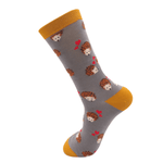 Load image into Gallery viewer, lusciousscarves Men&#39;s Bamboo Socks , Mr Heron, Hedgehogs and Hearts Design, Grey
