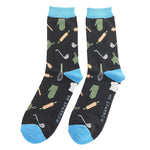 Load image into Gallery viewer, lusciousscarves Men&#39;s Bamboo Socks , Mr Sparrow Chef , Black
