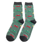 Load image into Gallery viewer, lusciousscarves Men&#39;s Bamboo Socks , Mr Sparrow Classic Cars , Green
