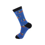 Load image into Gallery viewer, lusciousscarves Men&#39;s Bamboo Socks , Mr Sparrow Gone Fishing Design , Blue
