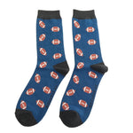 Load image into Gallery viewer, lusciousscarves Men&#39;s Bamboo Socks , Mr Sparrow Rugby Balls , Navy
