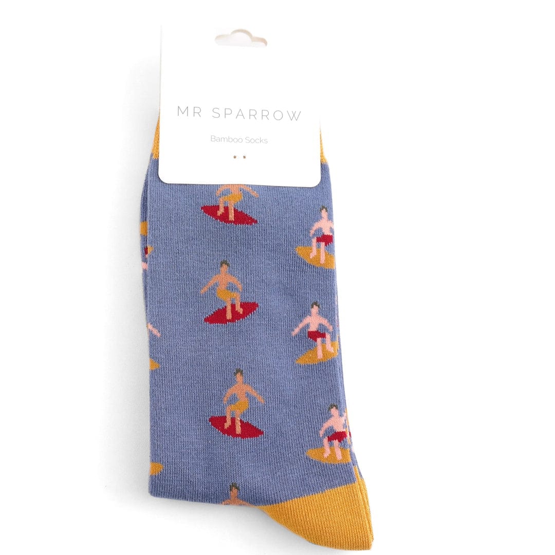 lusciousscarves Men's Bamboo Socks , Mr Sparrow Surfer's , Denim Blue