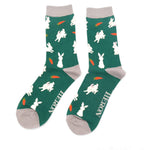 Load image into Gallery viewer, lusciousscarves Men&#39;s Bunny Rabbits and Carrots Bamboo Socks, Mr Heron ,Green
