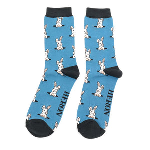 lusciousscarves Men's Bunny Rabbits Bamboo Socks, Mr Heron ,Blue