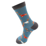 Load image into Gallery viewer, lusciousscarves Men&#39;s Dachshund in Jumpers Bamboo Socks, Mr Heron , Blue

