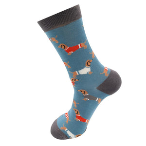 lusciousscarves Men's Dachshund in Jumpers Bamboo Socks, Mr Heron , Blue