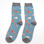 Load image into Gallery viewer, lusciousscarves Men&#39;s Dachshund in Jumpers Bamboo Socks, Mr Heron , Blue
