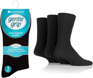 lusciousscarves Men's Diabetic Gentle Grip Non Binding Big Foot Honey Comb Top Seamless Toe Socks UK 12-14 by Sock Shop