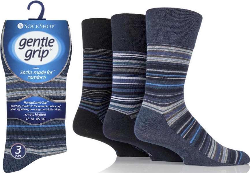 lusciousscarves Men's Gentle Grip BIG FOOT Non Binding Honeycomb Soft Top Socks UK 12-14 by Sock Shop