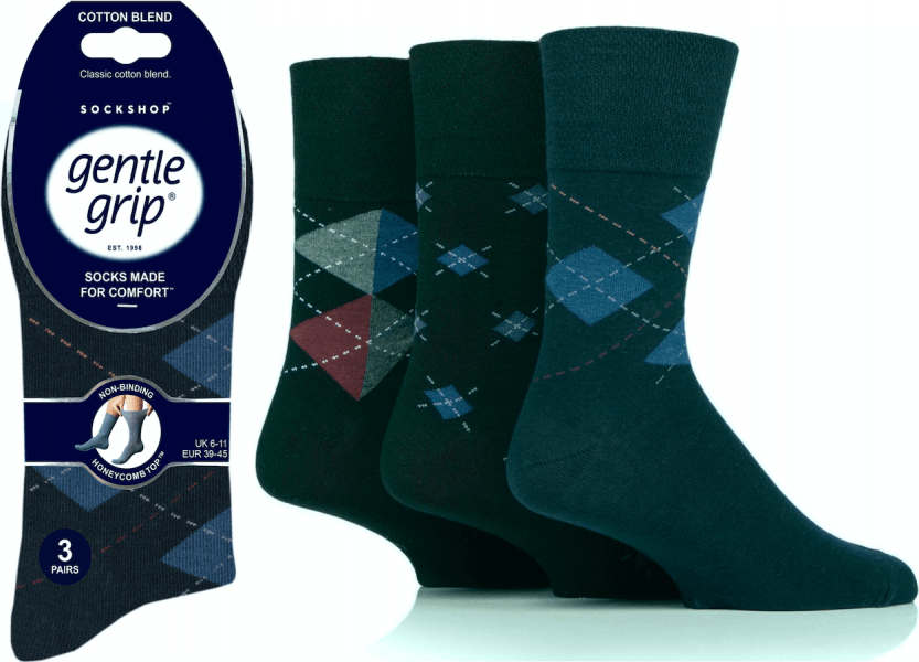lusciousscarves Men's Gentle Grip Non Binding Honey Comb Loose Top Socks UK 6-11 by Sock Shop
