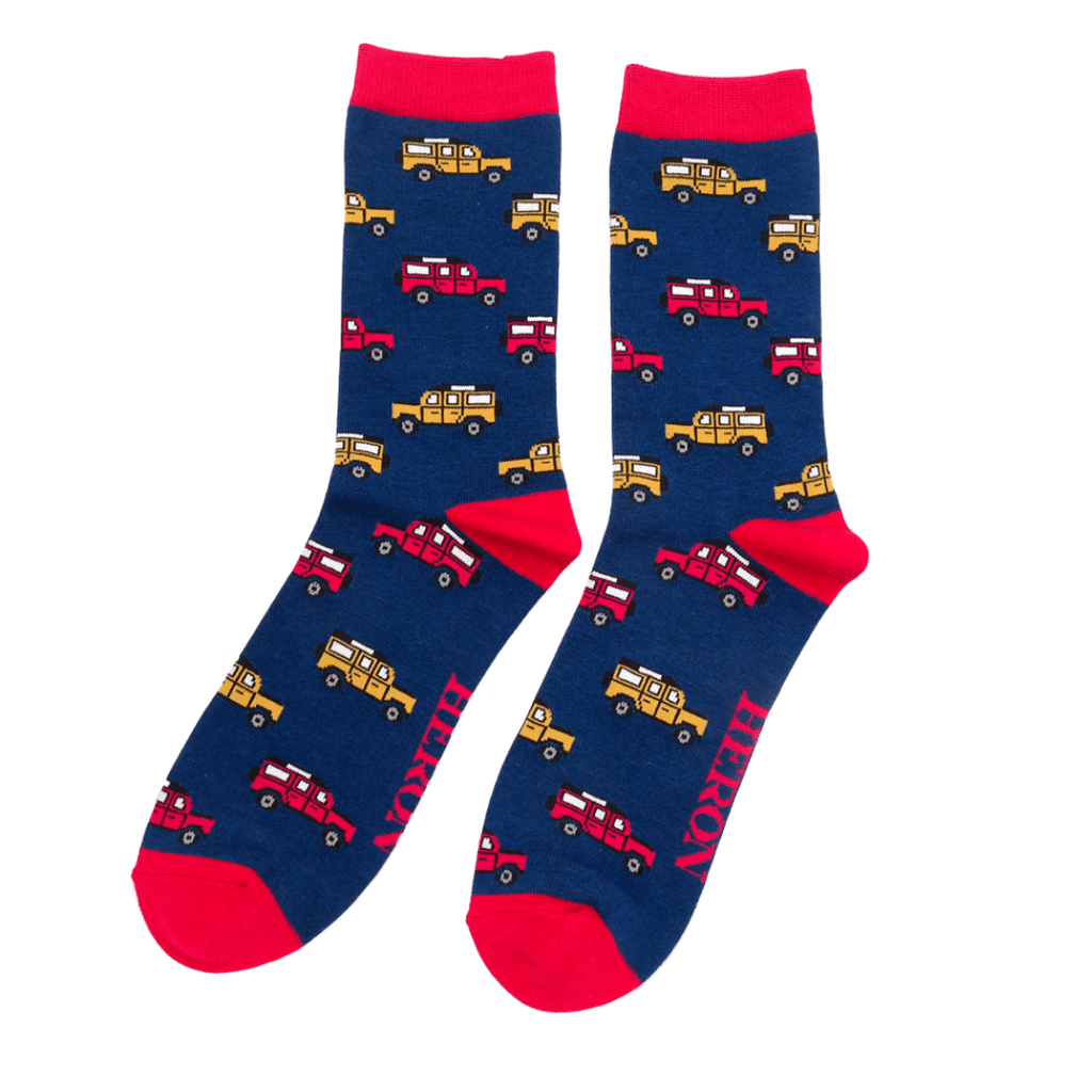 lusciousscarves Men's Jeep Design Bamboo Socks, Blue