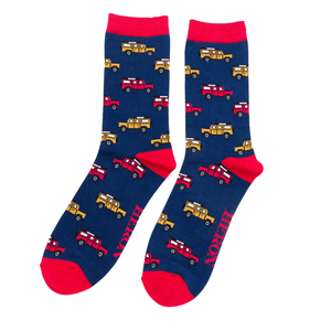 lusciousscarves Men's Jeep Design Bamboo Socks, Blue