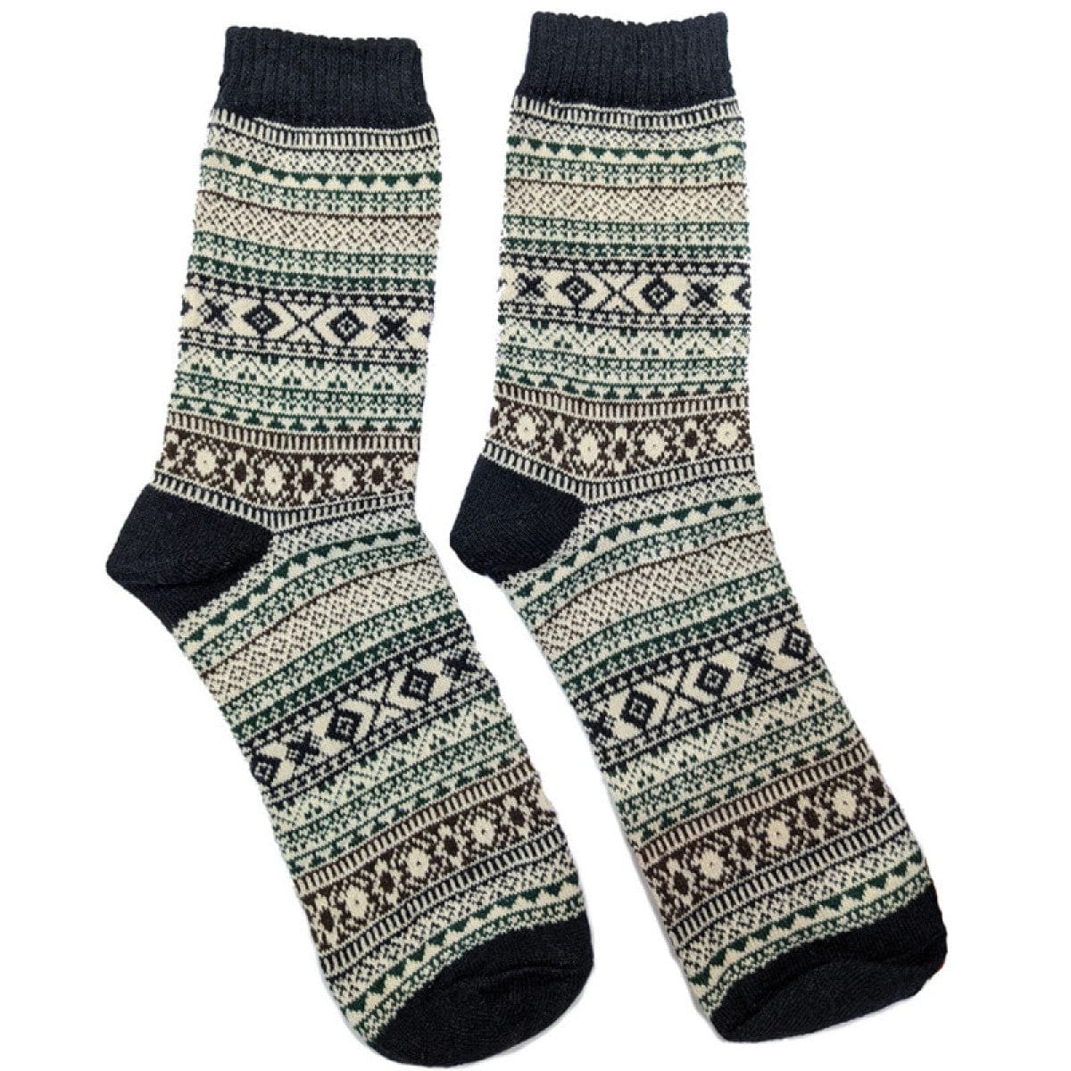 lusciousscarves Men's Joya Black Fairisle Wool Blend Socks 7-11